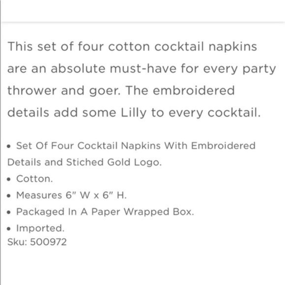 Lilly Pulitzer Cotton Napkins Tons Of Fun - Picture 3 of 5